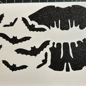 Lips with little bats car decal In shimmer black weatherproof vinyl